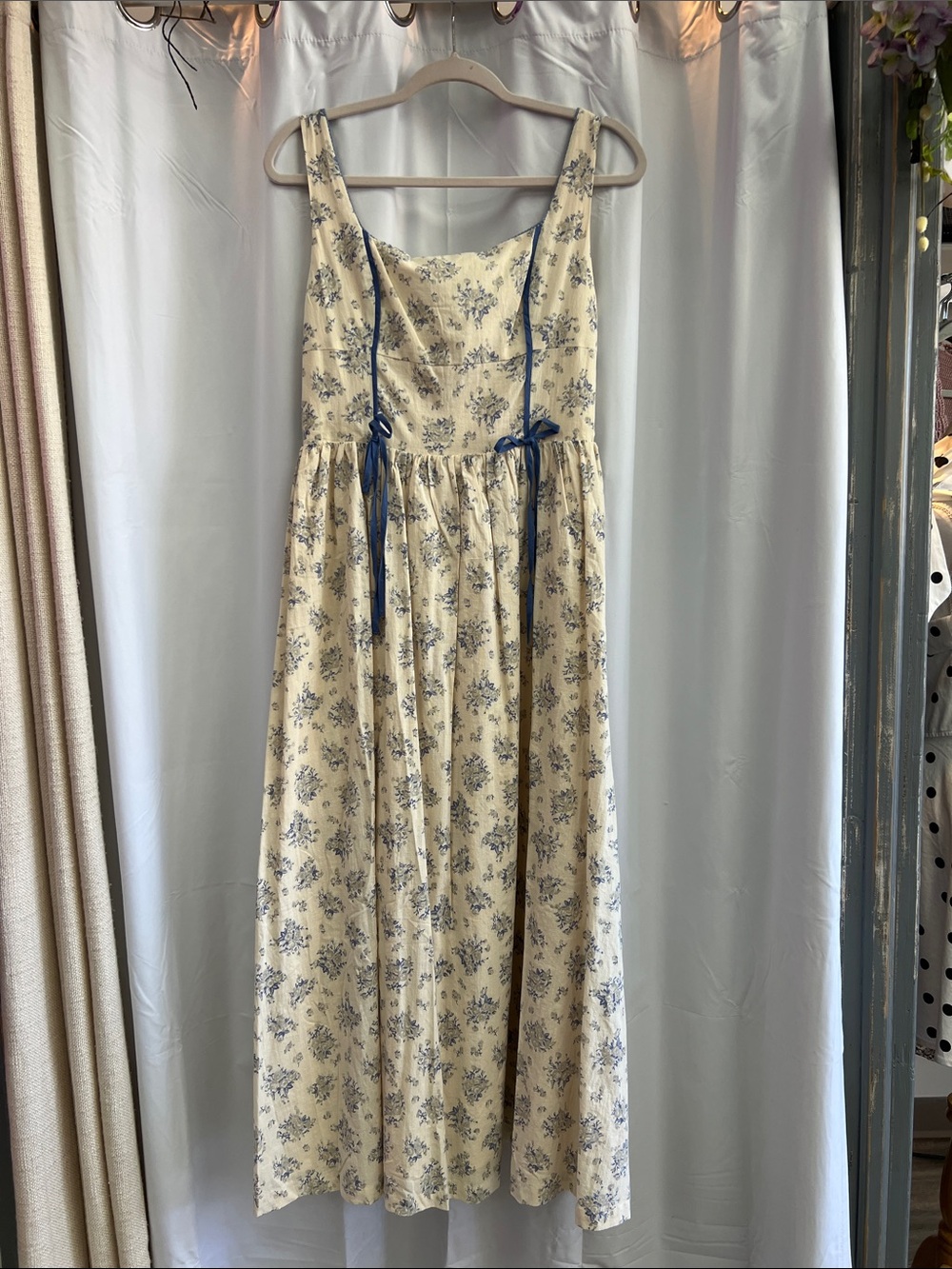 Floral Print Square Neck Contrast Pipinig Dress - Picture 11 of 16